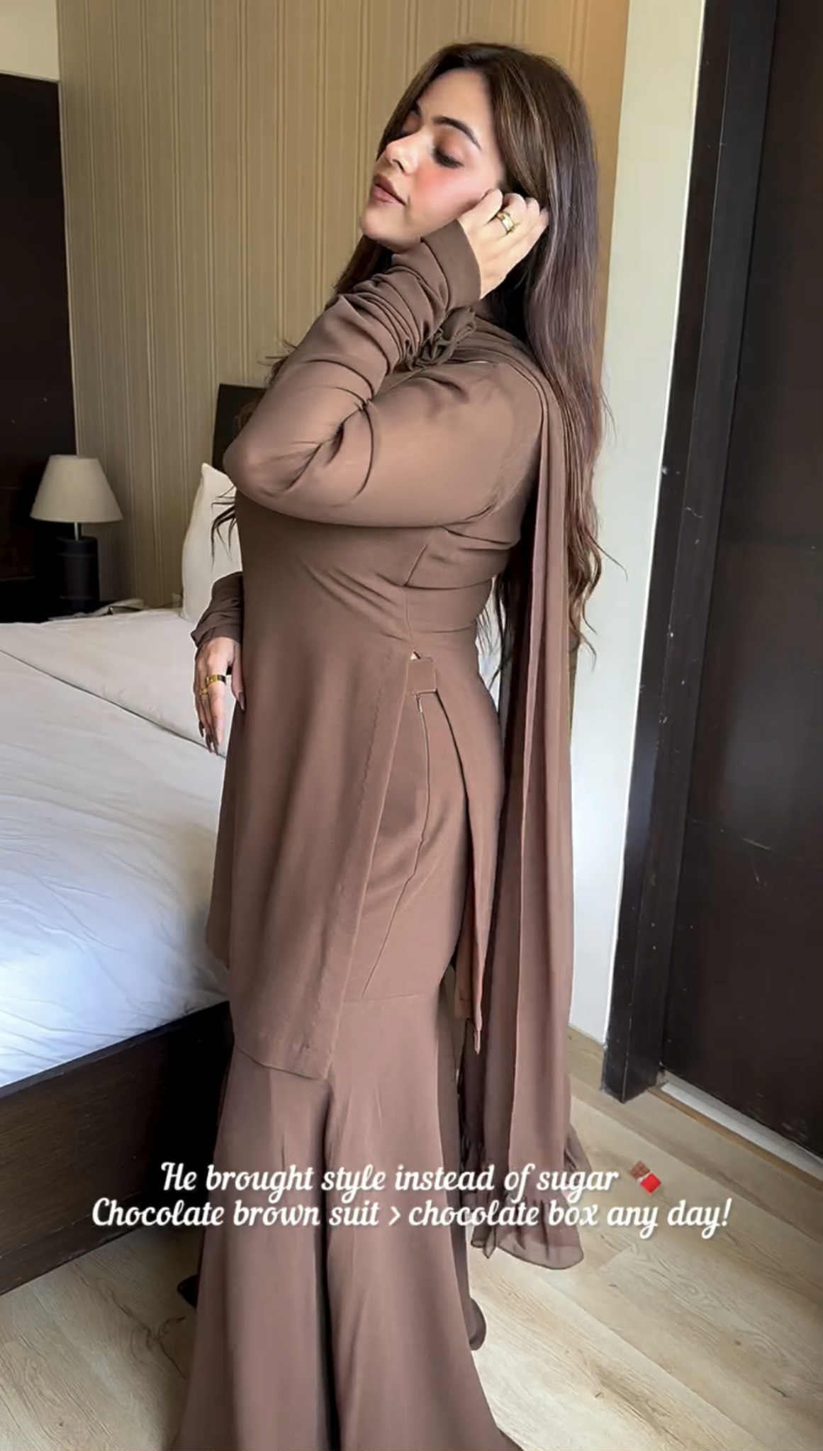 Women’s Brown Chiffon 3D Flower Dress