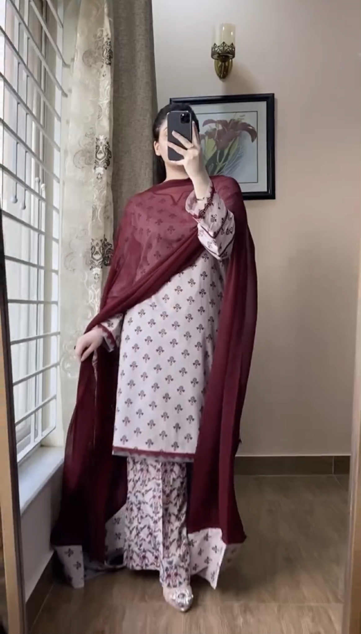 3 Piece Embroidered Printed Dress With Shalwar