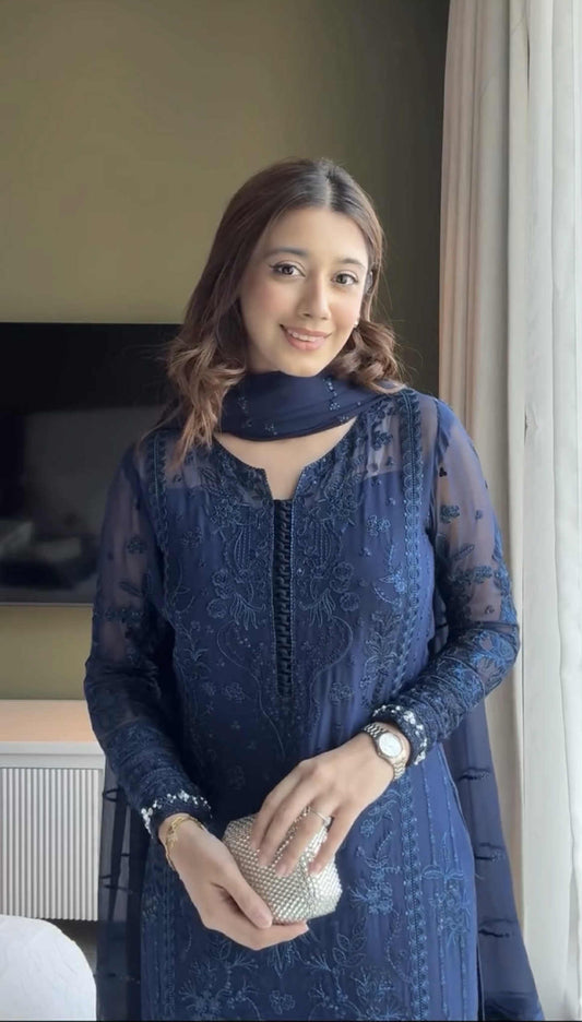 AZURE LUXURY EMBROIDERED DRESS