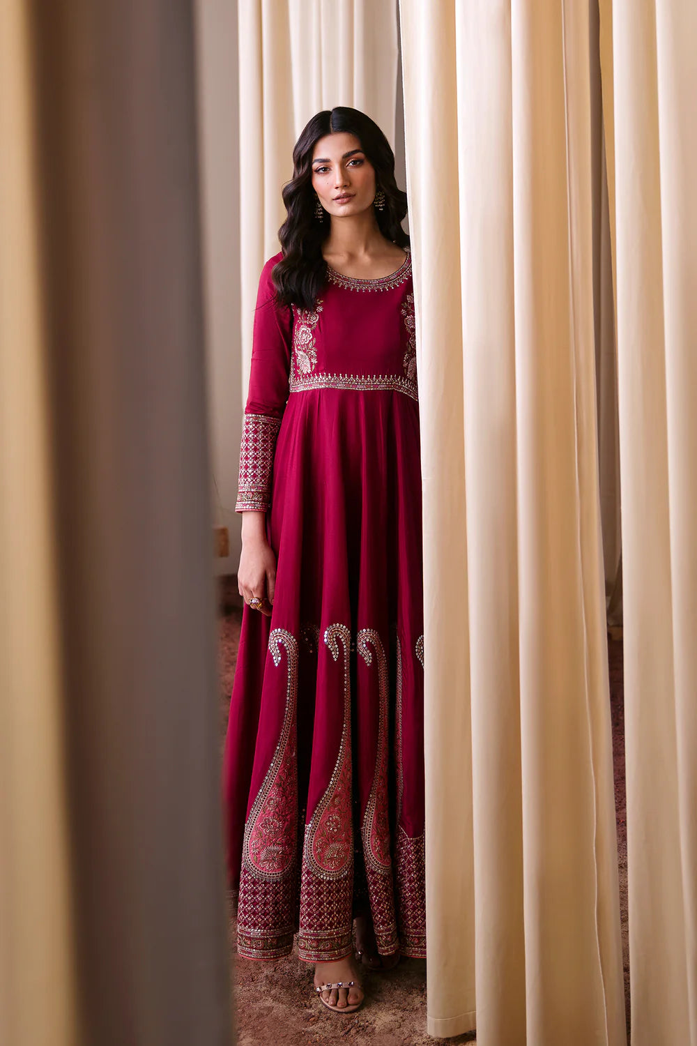 Red Elegant Embroidered Heavy Dress