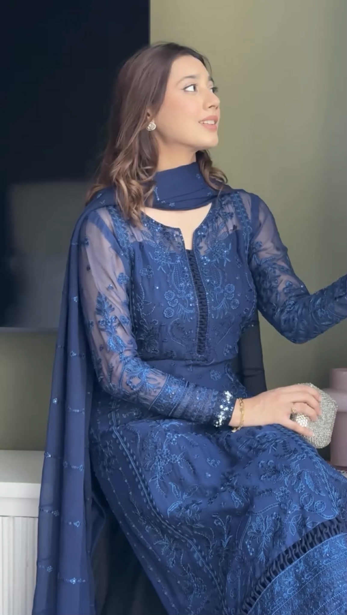AZURE LUXURY EMBROIDERED DRESS