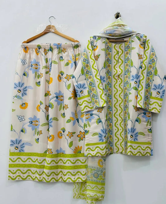 Rukhsar Floral Three-Piece Dress