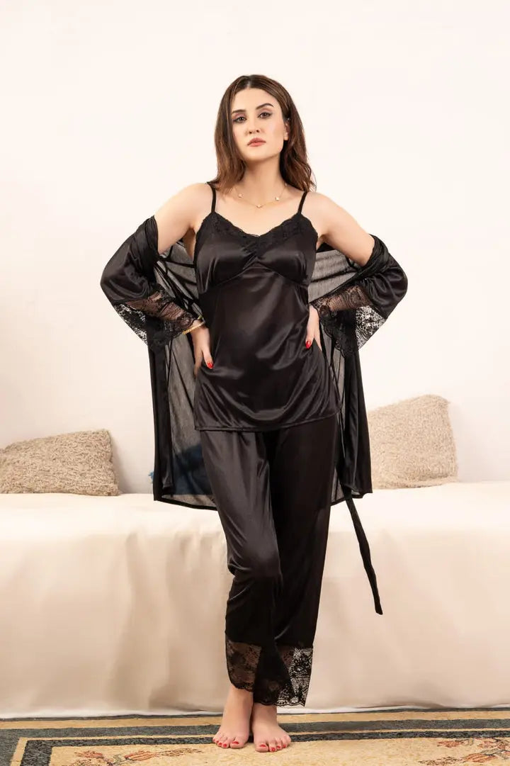 Turkish Silk Bridal Nighty Set Luxurious Nightwear for Women