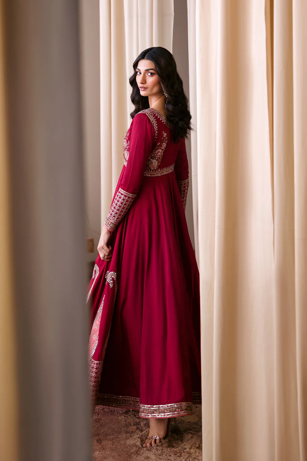 Red Elegant Embroidered Heavy Dress