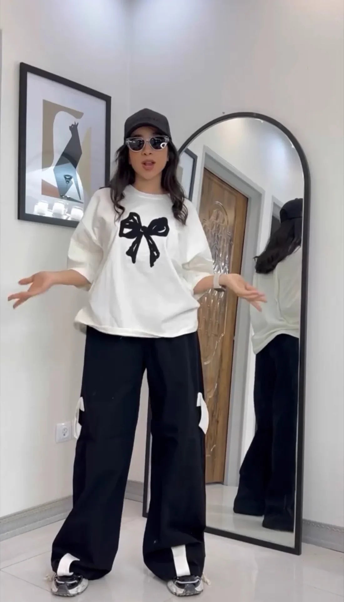 Printed Drop-Shoulder Tee Trouser Pant Co Ord Set