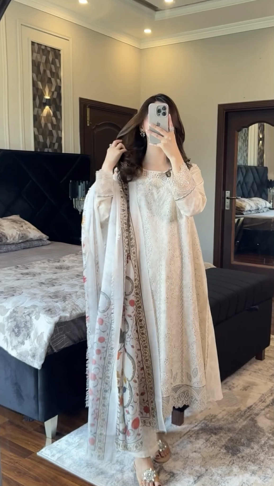 3pcs beautiful cutwork embroidered work print