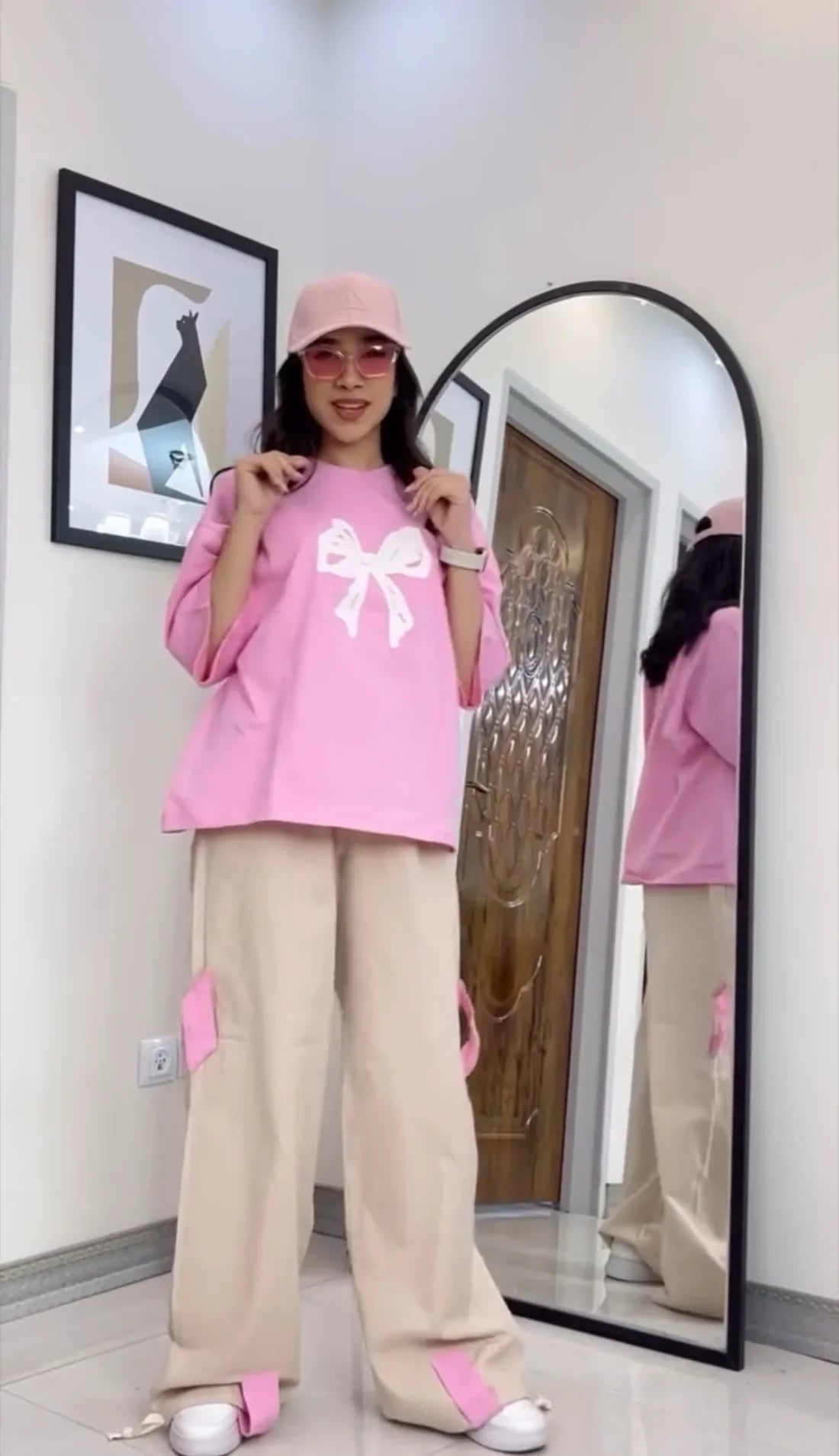 Printed Drop-Shoulder Tee Trouser Pant Co Ord Set