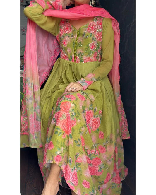 Premium Chiffon Hand work Anarkali