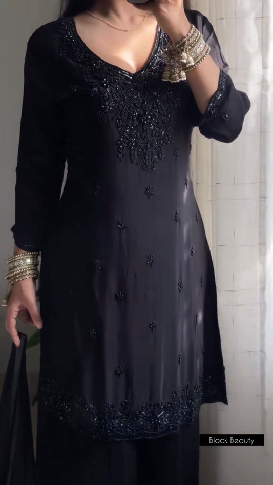 Beautiful Black Embroidered 3 Pcs