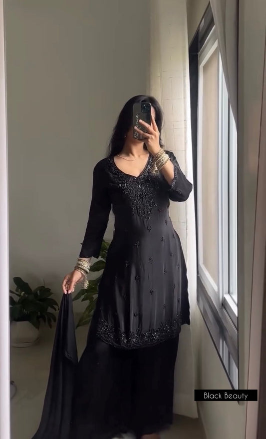 Beautiful Black Embroidered 3 Pcs