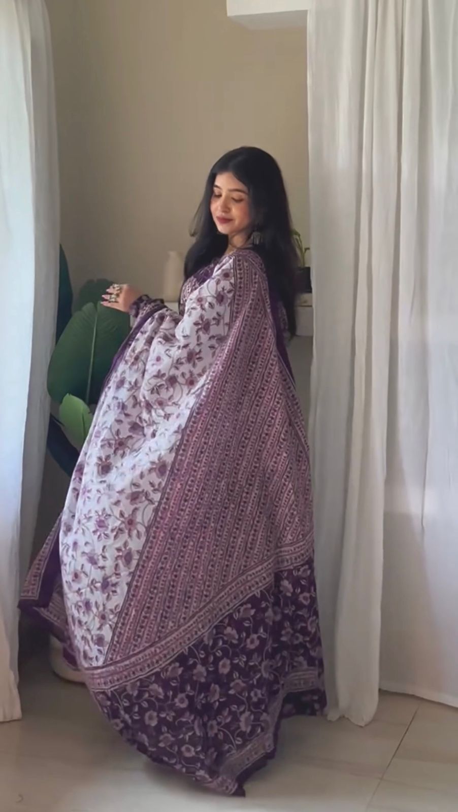 Women Floral Printed Panelled Kurta with Churidar & With Dupatta