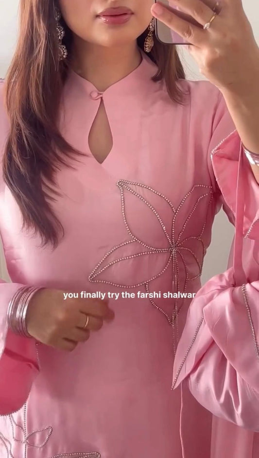 Ruhi diamond Farshi Palzoo Suit 3 Pieces