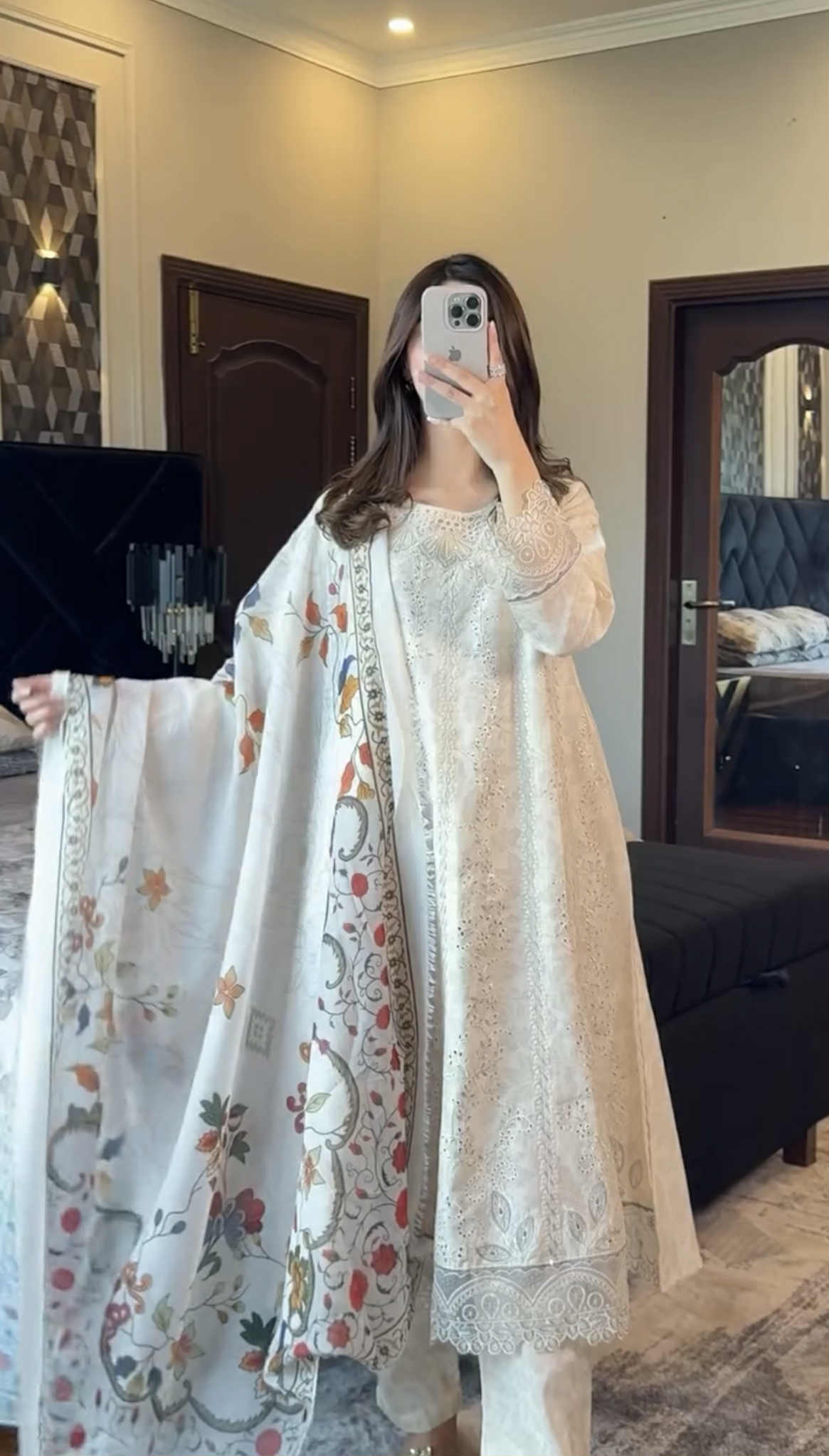 3pcs beautiful cutwork embroidered work print