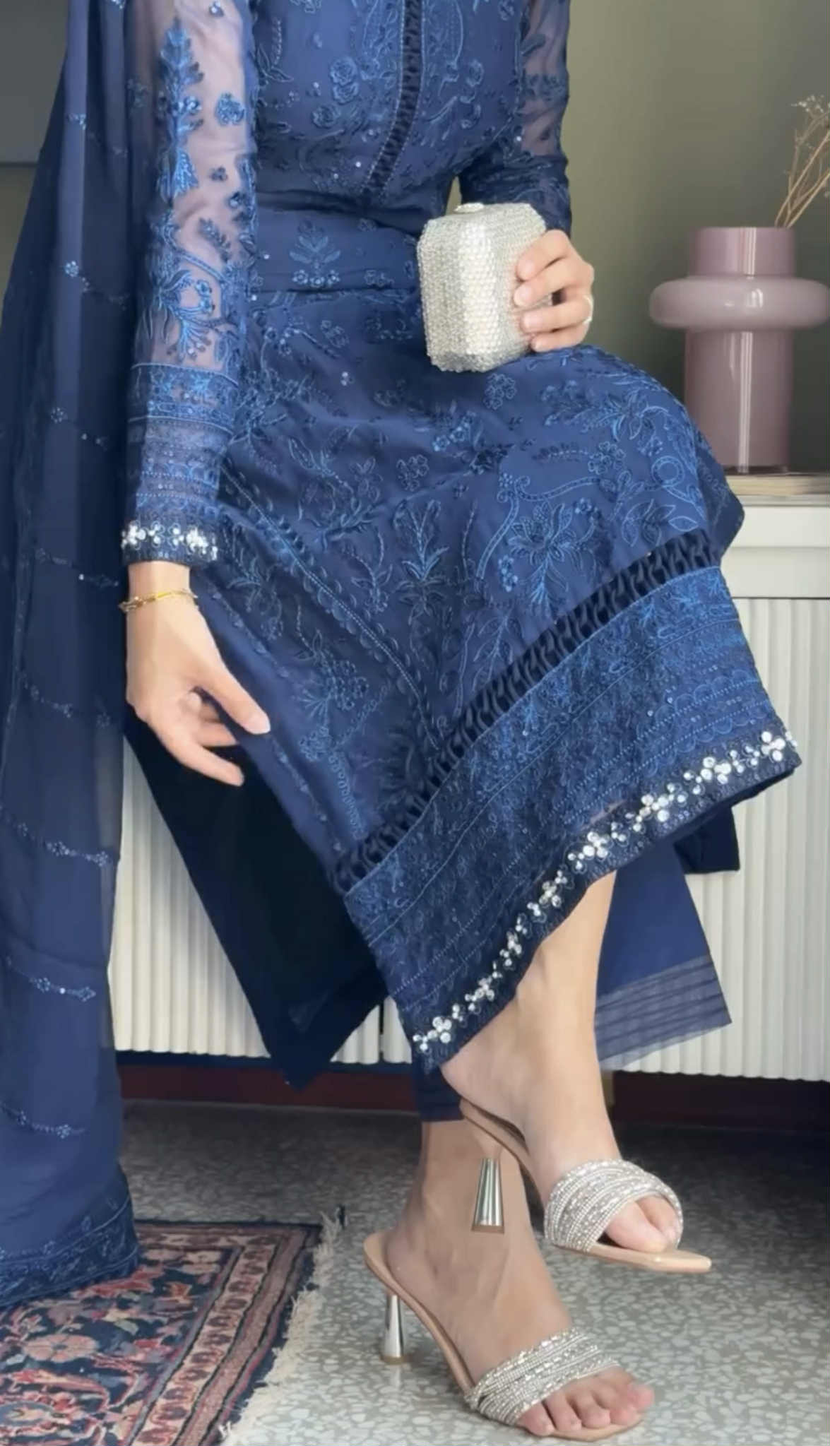 AZURE LUXURY EMBROIDERED DRESS