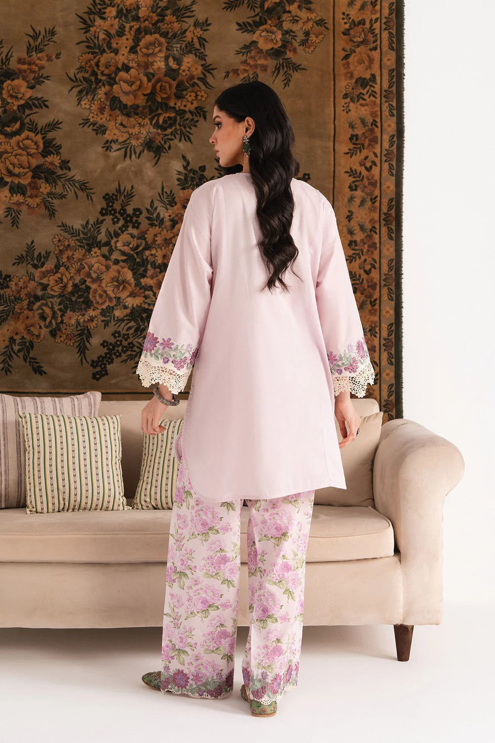 EMBROIDERED SUIT SHIRT – A LINE FIT – ROUND NECK - FULL SLEEVES – SHORT LENGTH