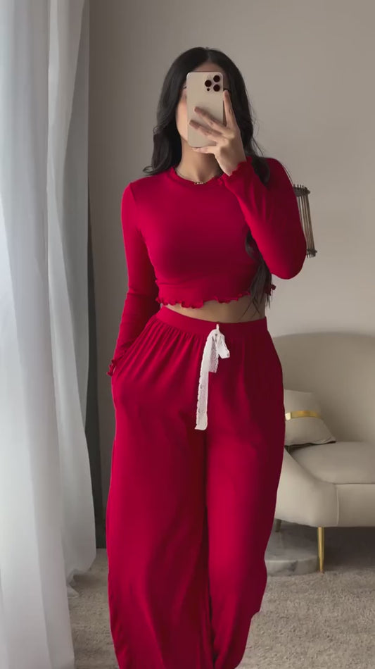 BreezeFlow Wide-Leg Loungewear Set For Summer