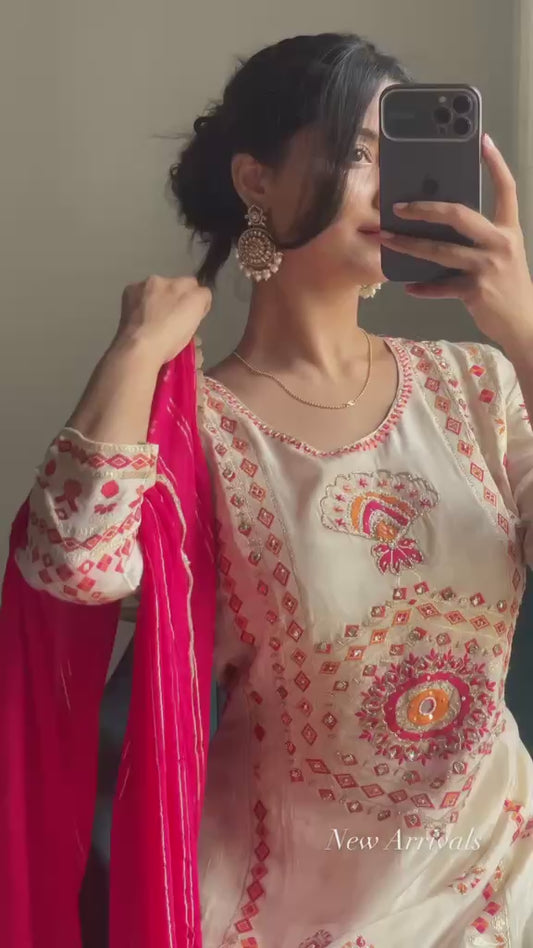 Mirror Work Embroidered Stitched Heavy Dress