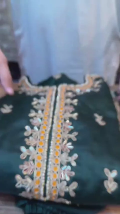 PEACOCK GREEN EMBROIDERED SUIT