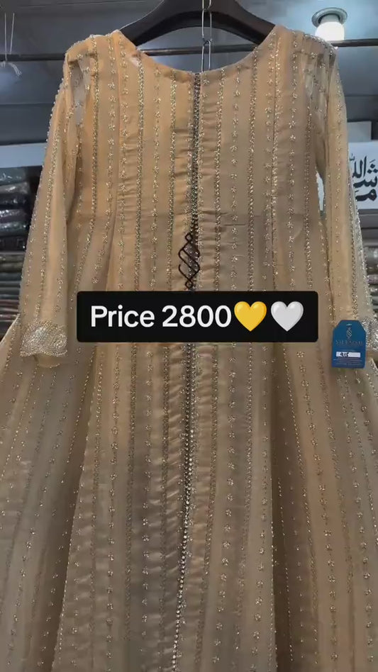 EMBROIDERED BROWN COLOR 3PC SUIT