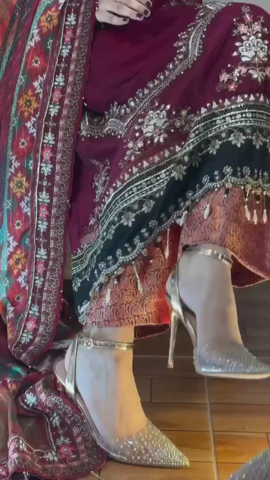 Red Luxury Embroiders Stitched 3 Pieces