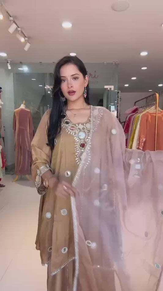 Mirror Work Embroider 3 Pcs Dress