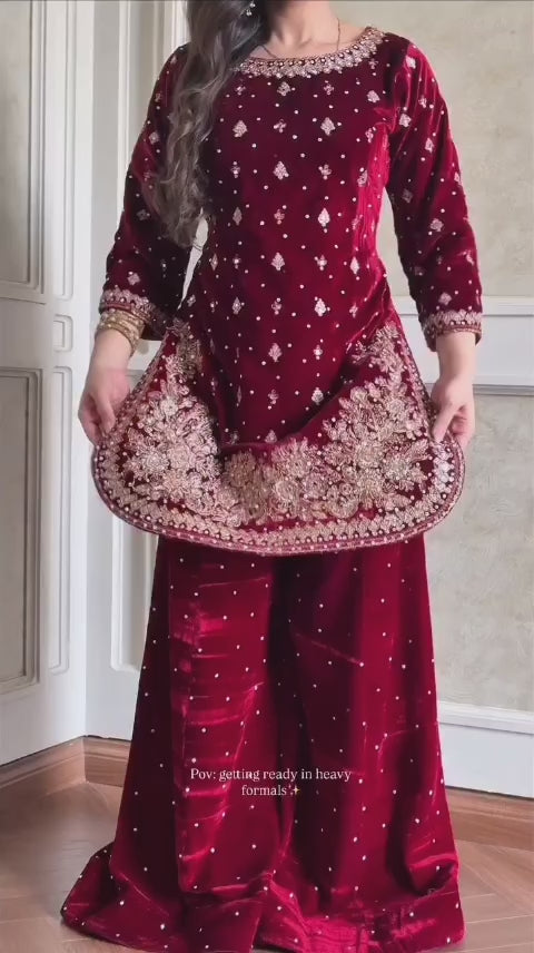 RED COLOR VELVET SUIT
