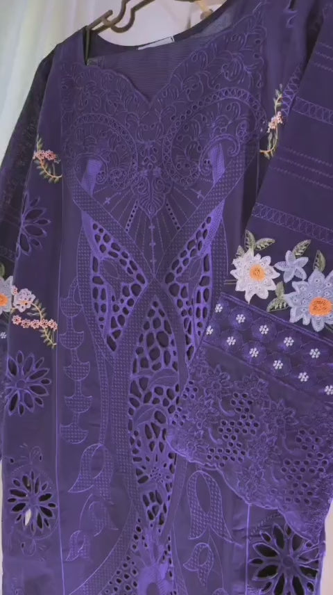 PURPLE COLOR EMBROIDERED 3PC SUIT