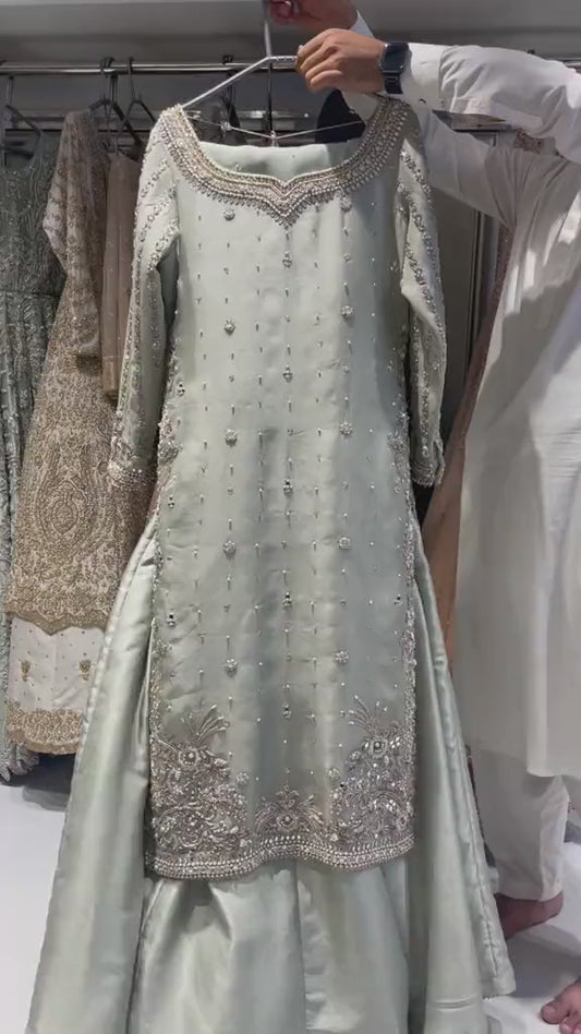SILVER COLOR BEAUTIFUL EMBROIDERED SUIT