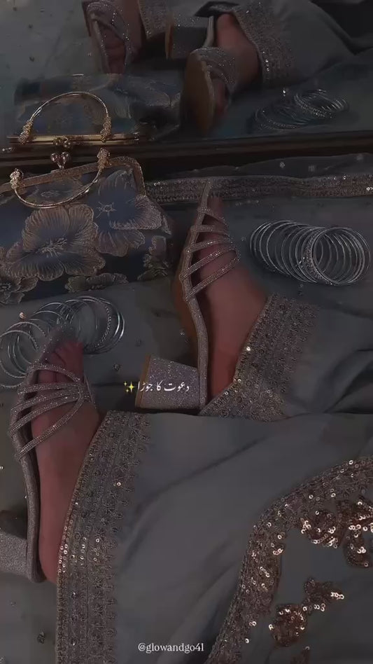 Grey Party Wear Dress 3 Pcs