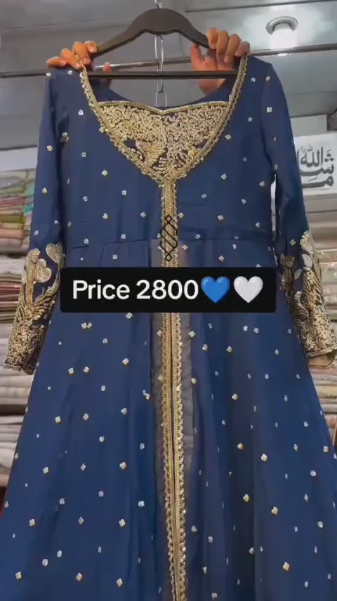 BLUE COLOR EMBROIDERED FROCK