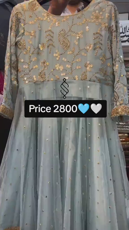 LIGHT BLUE HEAVY EMBROIDERED HANDWORK 3PC SUIT
